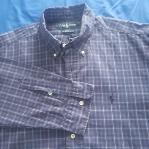Camisa Polo Ralph Lauren Abotonada L/S Para Hombres XL Blake Azul Oscuro A Cuadros Poni Preppy - Imagen 1 de 9