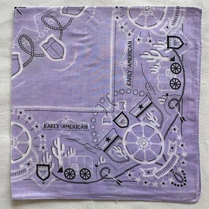 VTG Bandana Cowboy Village Cactus Handkerchief Purple Cotton Kerchief 20" - Picture 1 of 5