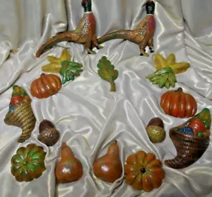 Lot Bag Hand Painted Ceramic Fruit Veggies Pheasant Other Home Decor Arts Crafts - Picture 1 of 6