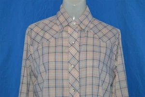 vintage 80s PANHANDLE SLIM PINK PLAID COWBOY PEARL SNAP WOMEN'S SHIRT SZ 14 35 - Picture 1 of 4