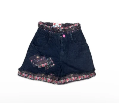 Vintage 90s Maximum Energy high waisted paper bag denim shorts, Size Small - Image 1 of 4