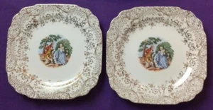 Gebrauchter Vintage Eastern China 6,75" Viktorianisches Paar Teller 6 Stück 22k Gold - Bild 1 von 6