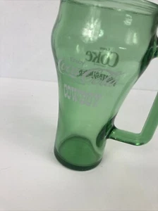 Vintage Coca-Cola Cowboy Whataburger Green Glass Mug with Handle 16oz C - Picture 1 of 13