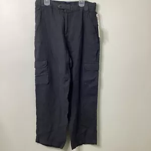 Neu mit Etikett Rachel Roy 100 % Leinen Cargohose Damen Large Lagenlook Vintage-Look schwarz - Bild 1 von 13