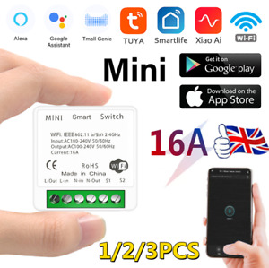 1-3× 16A MINI Wifi Smart Switch Timer Wireless Switches Tuya Alexa Google Home-