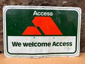 Large Metal Tin Vintage Sign ACCESS CARD 1970 1980 large display prop to restore - Picture 1 of 13