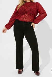 Torrid Mixed Lace High Neck Top Plus Size 2 Red - Picture 1 of 10
