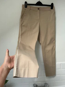 THE WHITE COMPANY Beige with White Side Stripe Straight Leg Trousers UK12 £98 - Picture 1 of 10