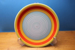 Citrus Grove Striped Multi-color DINNER PLATE (S) Swirl 10 3/4 " Blue Center - Picture 1 of 6