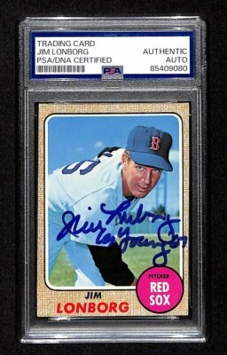 Jim Lonborg Signed/Inscribed 1968 Topps Card #460 Boston Red Sox PSA/DNA 195181 Foto 1 de 2