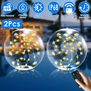 2PC Solar Floating Pool Lights IP68 LED Glowing Inflatable Ball Light Night Lamp - Picture 1 of 16