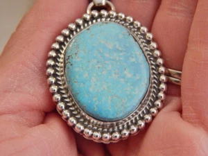 New Sky Blue Bisbee Turquoise Sterling Silver Pendant Navajo Geraldine James - Picture 1 of 7