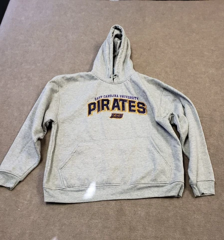 NCAA East Carolina University Pirates Mens Size 2XL XXL Gray Hoodie Sweatshirt Cover