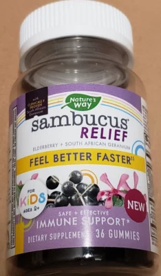 Apoyo inmunológico Natures Way Sambucus Relief PARA NIÑOS - 36 gomitas - caducidad 9/2026 Foto 1 de 4