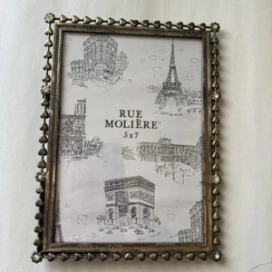 Silver Rue Moliere Picture Frame Paris Decor Heart Rhinestone Accent 5x7 - Picture 1 of 3