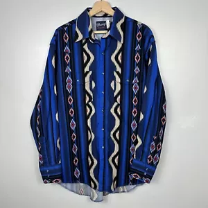Wrangler Western Shirt, Aztec Navajo, Pearl Buttons, Size Mens Large - Picture 1 of 7
