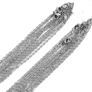 Wholesale In Bulk Lots Silver/Gold 316L Stainless Steel Rolo Oval Chain Necklace - Picture 1 of 30
