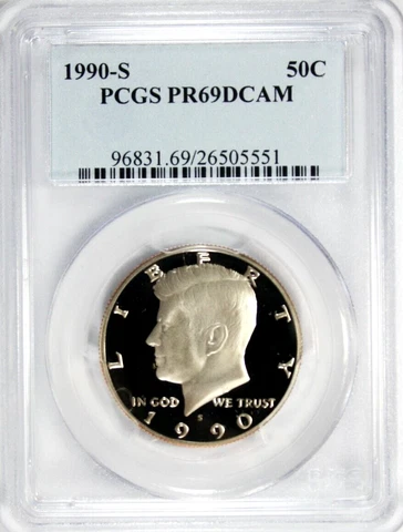 1990-S Kennedy Half Dollar PCGS PR 69 DCAM #GA3-51 Cover