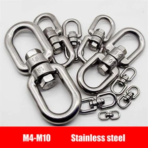 Stainless Steel Double Eye Swivel Rings Dog Leads Anti Tangle Hook Clasps 4-10mm - Picture 1 of 9