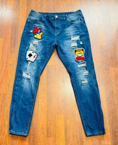 Pantalones de mezclilla para hombre GB18401-2010 clásicos B FZ/T81006-2017 azul tostado desgastados talla 38 - Imagen 1 de 8