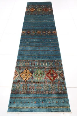 10 ft Oriental Hallway Tribal Runner Rug Afghan Hand Knotted Veg Dye Wool Rug - Image 1 of 4