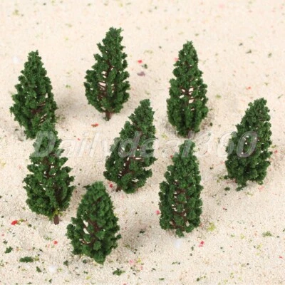 50pcs Plastic Green Pine Trees Model Train Railway Diorama Scene Decoration 78mm - Image 1 of 4