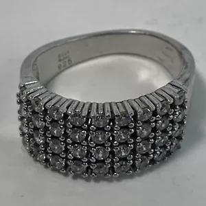 DADWANI 925 Sterling Silver Pave CZ Ring Size 8.5 Vintage Estate Jewelry - Picture 1 of 6