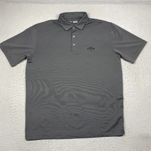 Callaway Polo Shirt Mens Large Gray Black Striped Short Sleeve Golf - Picture 1 of 7