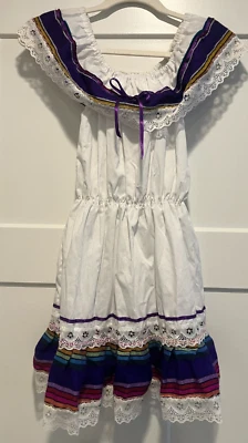 NEW! Mexican Puebla Girls White with embroidery and lace dress size 4 years - Image 1 of 4