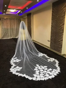 bridal veil lace trim applique veil french veil lace applique - Picture 1 of 7