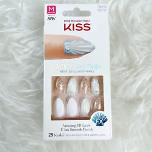 Kiss Press On Nails White Almond Medium Length - Picture 1 of 5