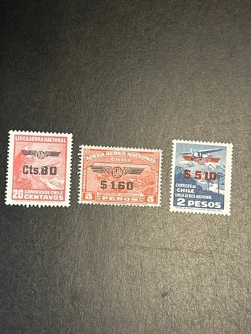 Chile stamp C51-53 MH Cover