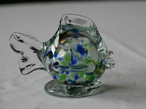 Pesce in vetro di Murano blu verde bianco trasparente anni 60 vintage - Foto 1 di 9