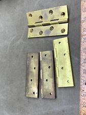 SET OF 4 , 2PRS HEAVY VINTAGE BRASS DEEP HINGES NEW OLD STOCK