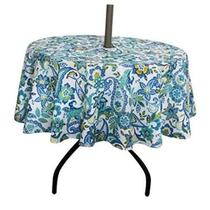 Outdoor Indoor 70inch Round Tablecloth with Umbrella Hole and Zipper, - Picture 1 of 8