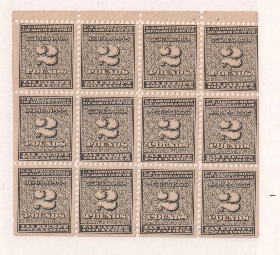RI 14a MNH Pane of 12 2 Pounds of Potato's Series 1935 - Image 1 of 1