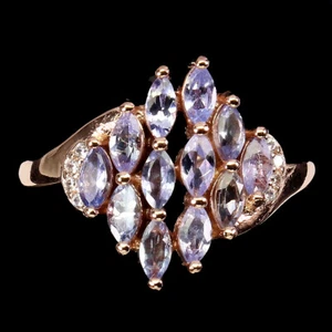 925 Sterling Silver Ring Marquise Tanzanite Natural Gemstone Jewelry - Picture 1 of 9