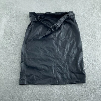 Zara Basic Collection Womens Faux Leather Pencil Skirt With Belt Detail XL 1784 - Image 1 of 4