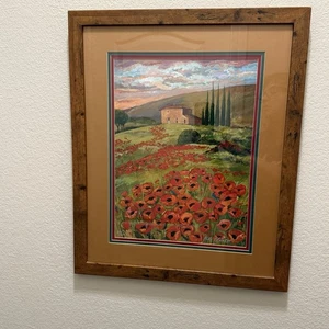 Miro Kenarov "Toskana Mohnblumen" gerahmter Kunstdruck signiert & nummeriert #123/250 - Bild 1 von 8