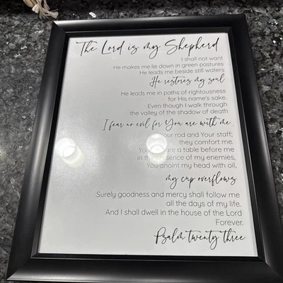 Black And White Framed Psalm 23 Wall Or Shelf Art - Image 1 of 2