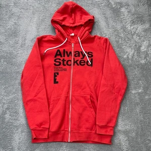 Dutch Bros Hoodie Mens Large Red Always Stoked Logo Coffee Fleece Lined Full Zip - Picture 1 of 8