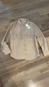 L Space Echo Vegan Leather Button Up Shirt Jacket, Tan Size Small - Picture 1 of 3
