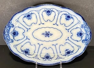 ANTIKE OVALE PLATTE FLOW BLAU W. H. GRINDLEY BEAUFORT 14 ZOLL X 10 ZOLL - Bild 1 von 5