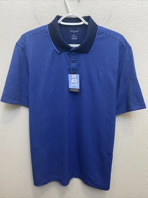 NOVA Camisa Polo Masculina Listrada Preta Azul Van Heusen Air XL Ajuste Clássico Nova Com Etiqueta $54 - Imagem 1 de 4