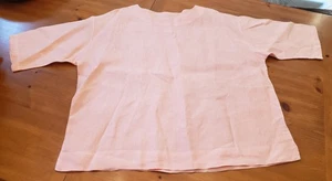 Ladies BRYN WALKER Peach Short Slv OVERSIZE Button front Linen Top, size M - Picture 1 of 2