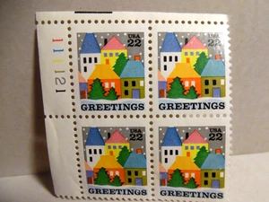 SCOTT STAMP # 2245 CHRISTMAS GREETINGS  1986 - 22 CENT PLATE BLOCK MNH - Picture 1 of 1