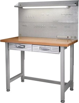 Banco de Trabajo Seville Classics UltraHD Iluminado 48L x 24W x 65.5H Pulgadas Inoxidable Foto 1 de 3