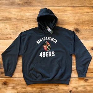 Felpa con cappuccio pullover nero retrò San Francisco 49ers squadra abbigliamento tifosi taglia XL - Foto 1 di 9