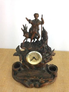 Old Wooden Carved German Clock Shepherd Goats (not working) - Picture 1 of 11