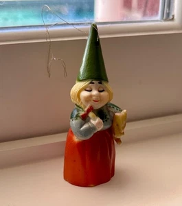 Vintage 1979 Unieboek Gnome Girl w/Mouse Plastic Figure Miniature 3.5" Ornament - Picture 1 of 5